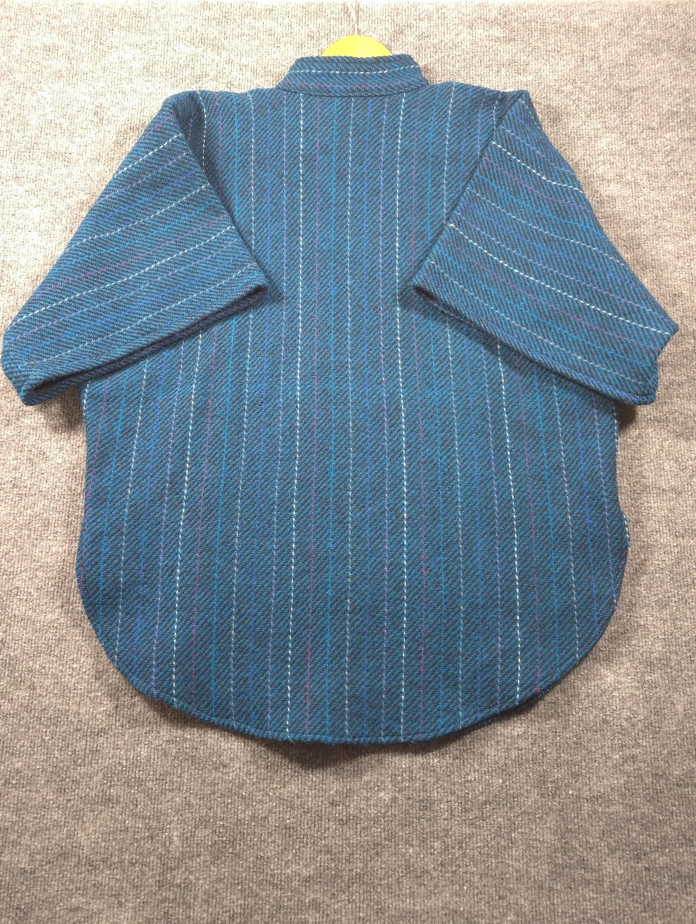 Mendocino Woolens Handwoven Pure Wool Poncho Top Blue Striped Artisan Made OS‎
